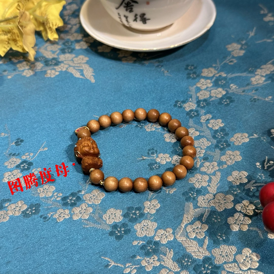 【非遗文创·国潮佛珠】老山檀香木度母佛珠手串天然木珠手链通用