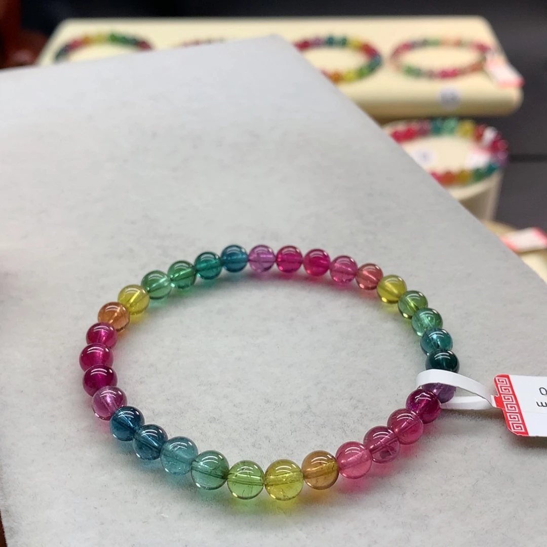 【闪购商品】未镶嵌手链碧玺彩虹色标单圈5.8