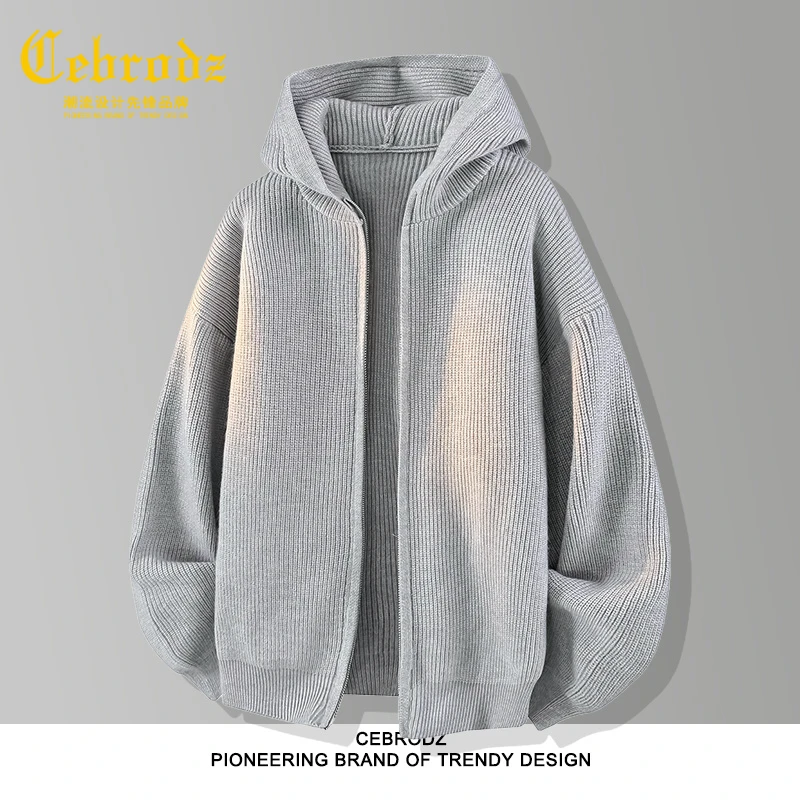 法国Cebrodz韩系高级感慵懒风立领毛衣百搭男士秋冬季休闲针织衫