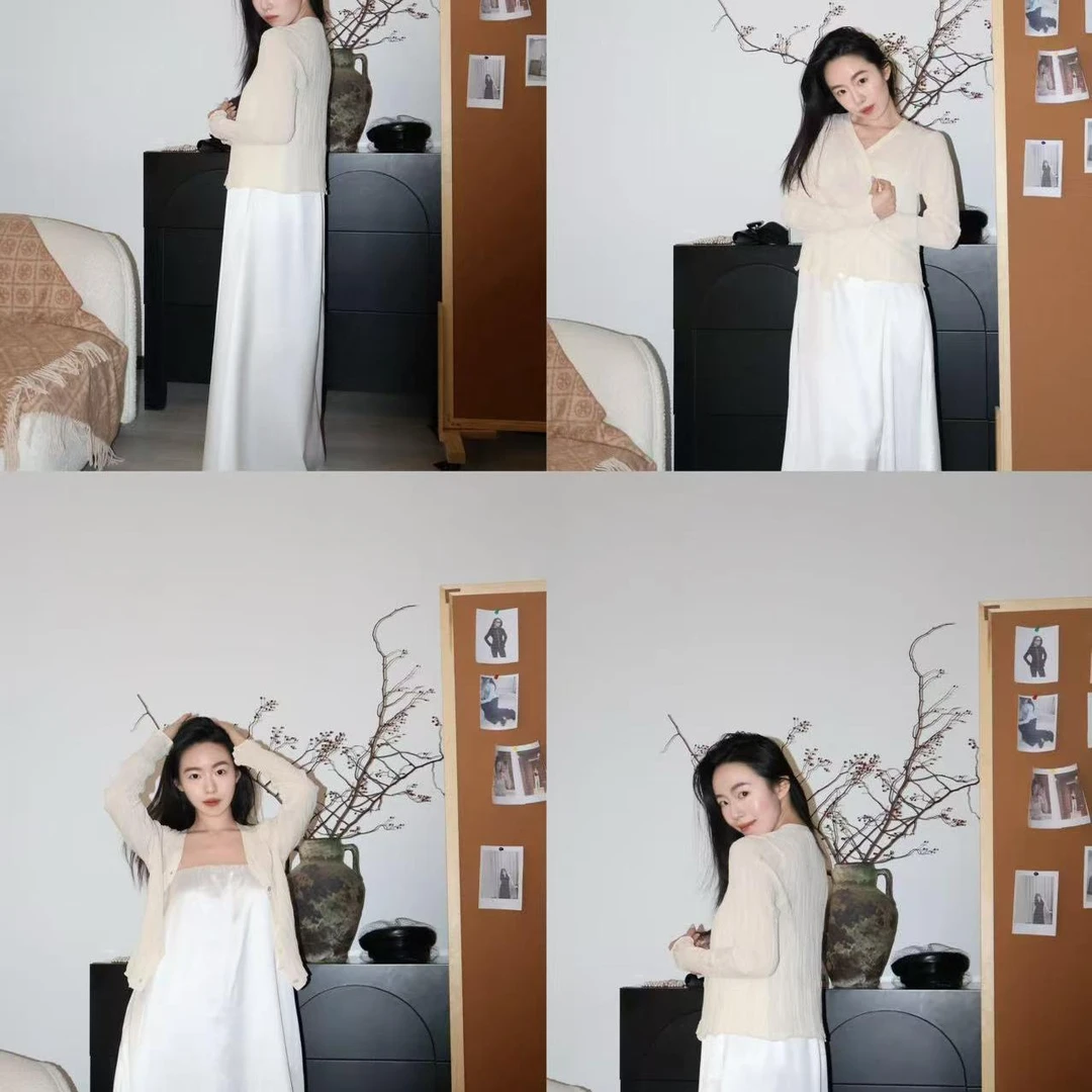 伙伴伙伴FellowFellow |山茶花| 水波纹打底衫开衫连衣裙三件套