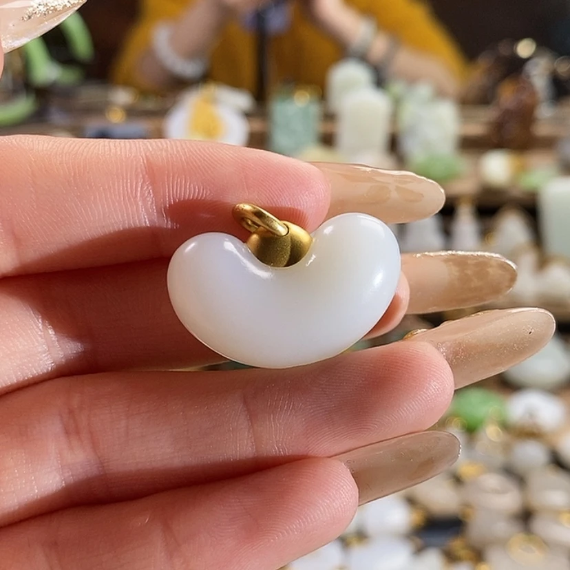 【闪购商品】和田玉吊坠18K金镶嵌