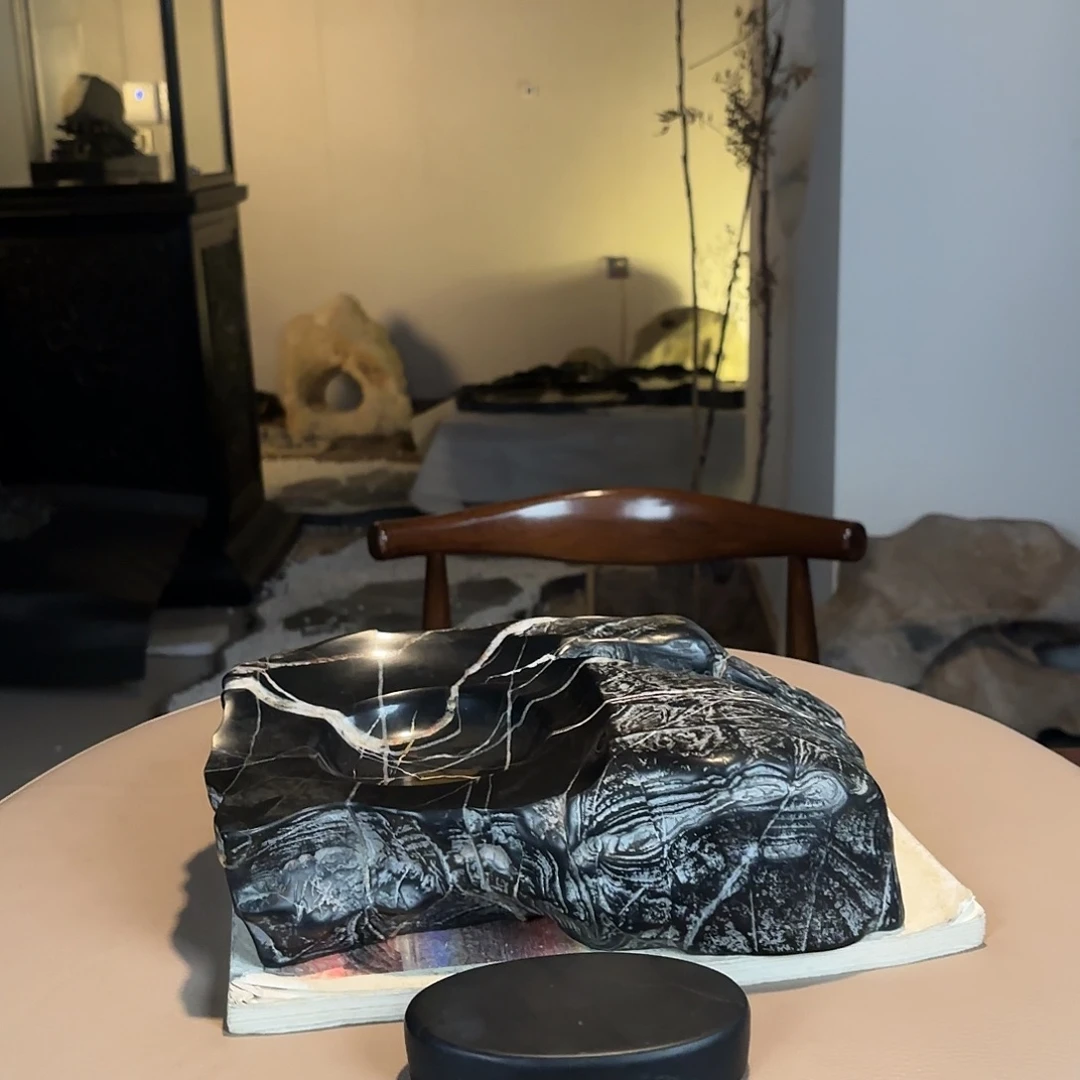 九***色灵璧石纹石砚台 自然天趣