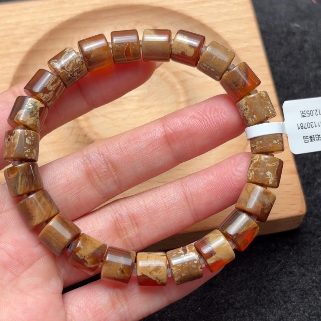 琥珀未镶嵌珠宝奇石9mm半山水溶洞直切珠