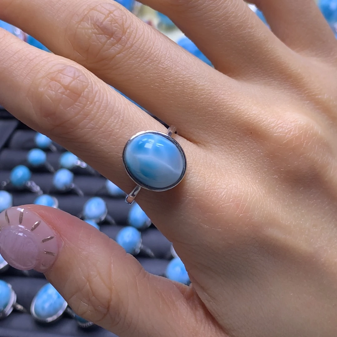 针钠钙石（海纹石）未镶嵌戒指蛋面戒指色差略异