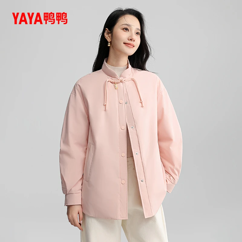YAYA/鸭鸭羽绒服女春秋新品中长款拼接气质百搭轻暖时尚外套671D