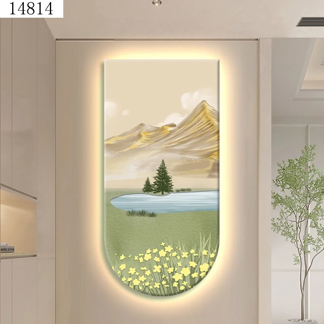 2025新款LED带灯玄关装饰画现代简约风景挂画走廊过道壁画