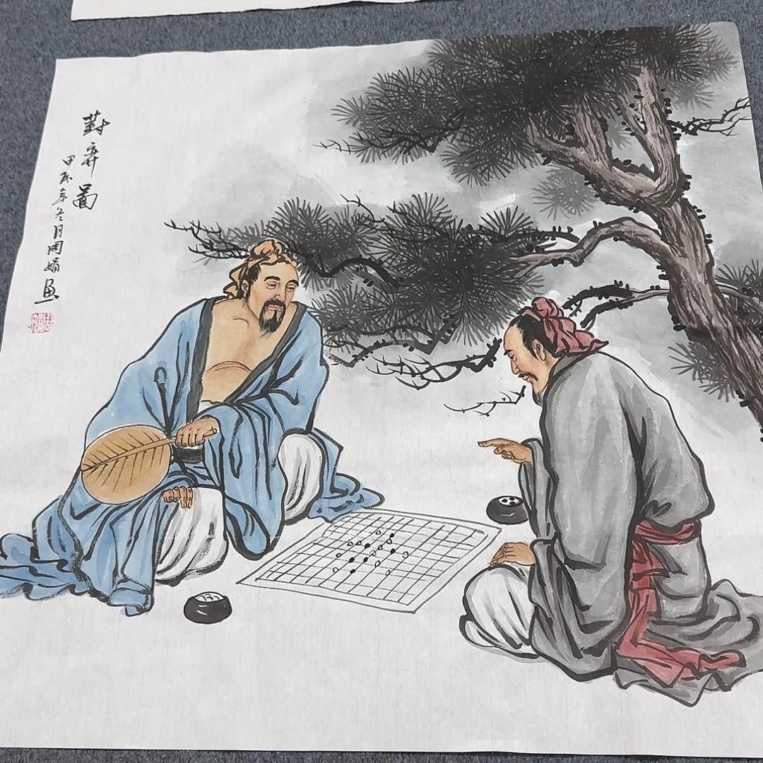 国画尺寸70X70手绘作品 