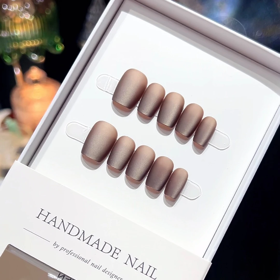 【美拉德】猫眼穿戴甲咖色冰润高级轻奢贵气高贵短方极致简约美甲贴