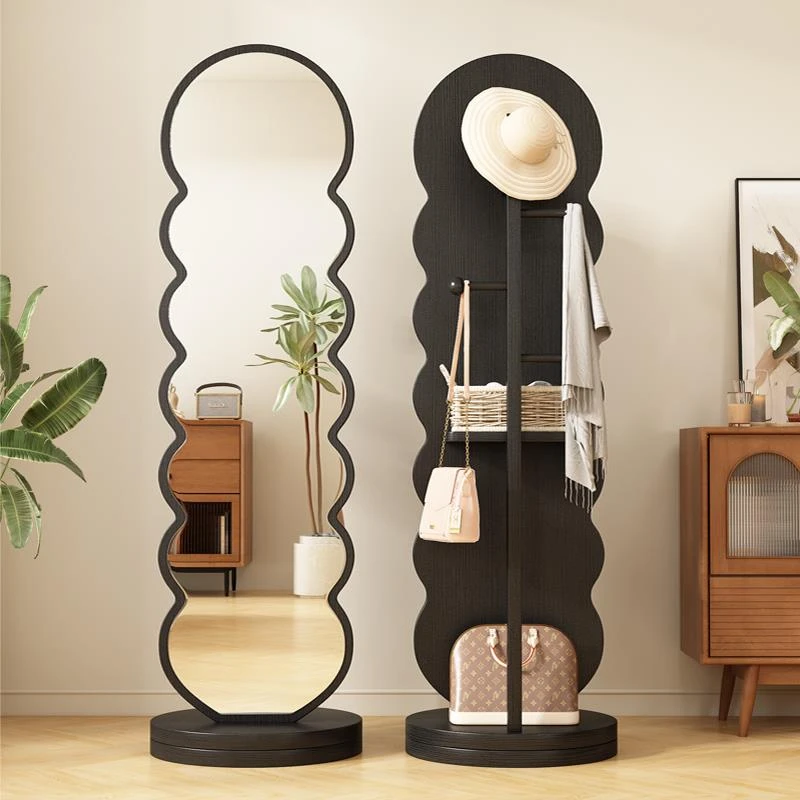 FAVMARTHA旋转穿衣镜全身落地镜家用卧室挂衣帽架镜子一体试衣镜