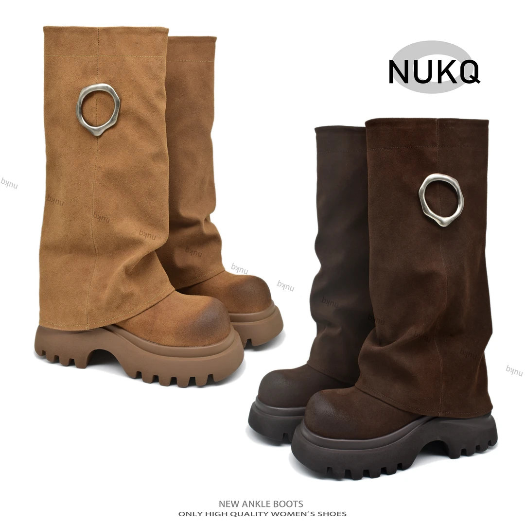 琥珀琉璃【NUKQ】  高跟厚底 时尚百搭厚底靴