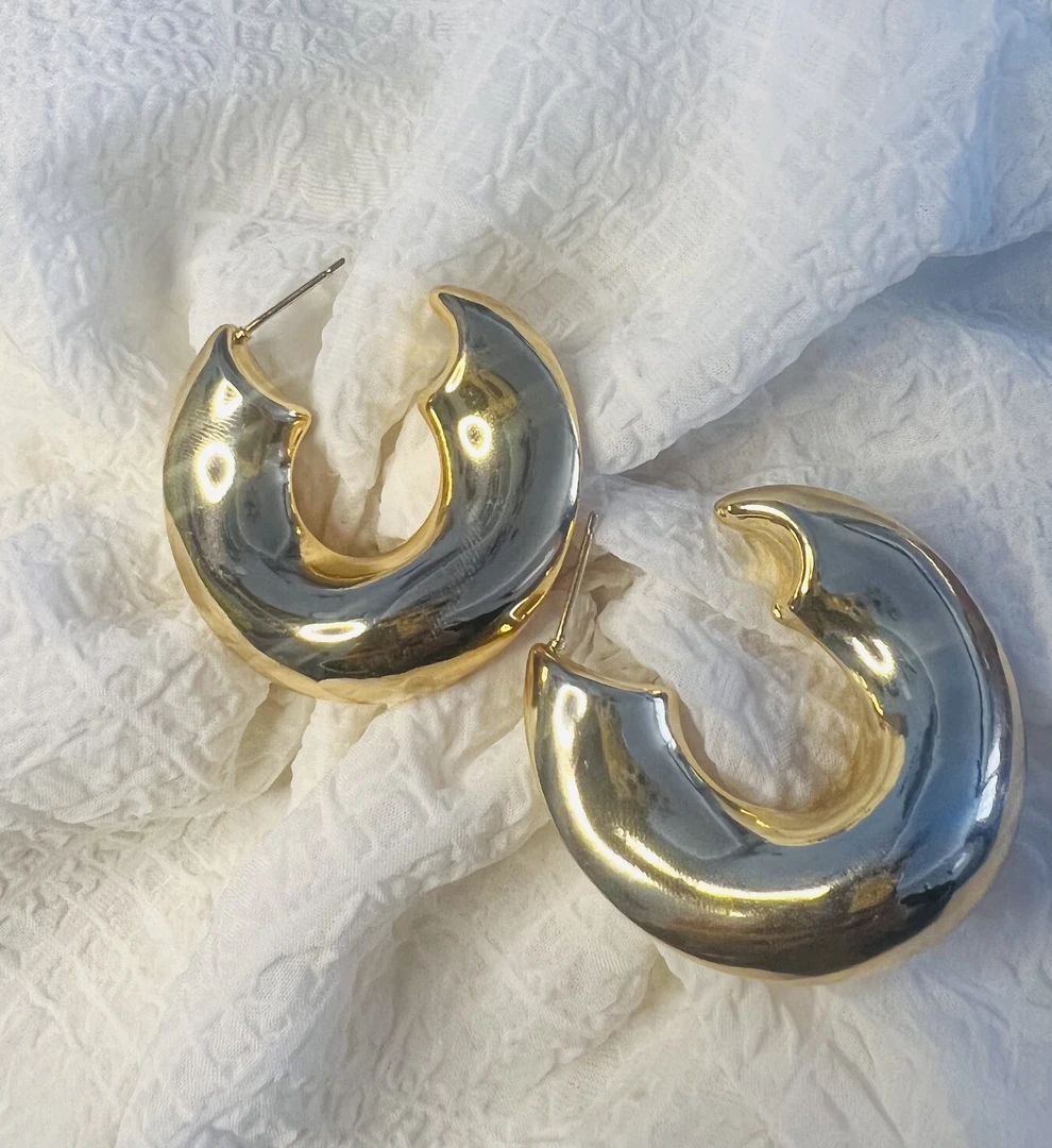 钛钢耳饰 韩国新款明星同款夸张耳钉电镀18K金高级感耳环