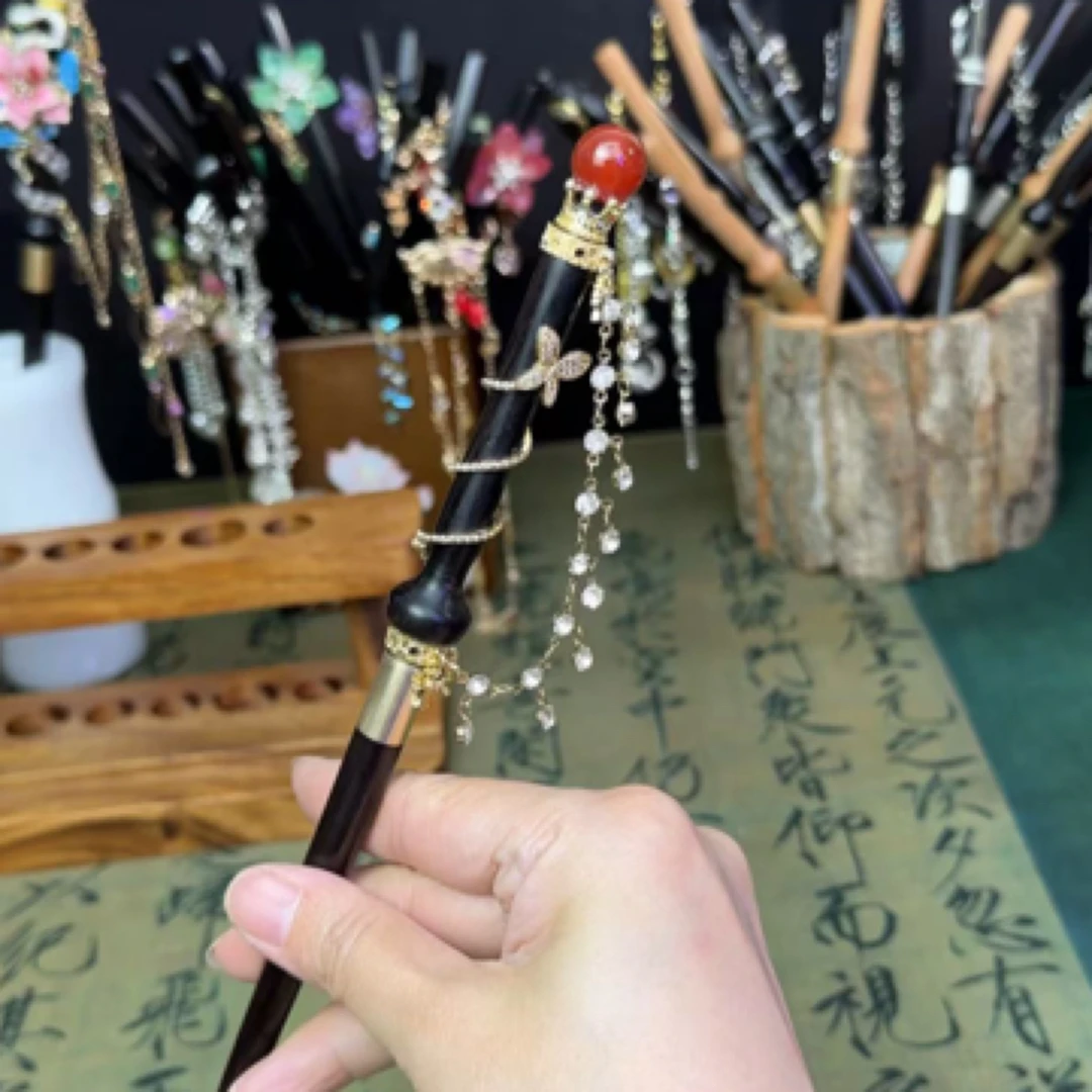 9月限量款黑檀木藏剑簪 手工作品默认微瑕不接受勿拍