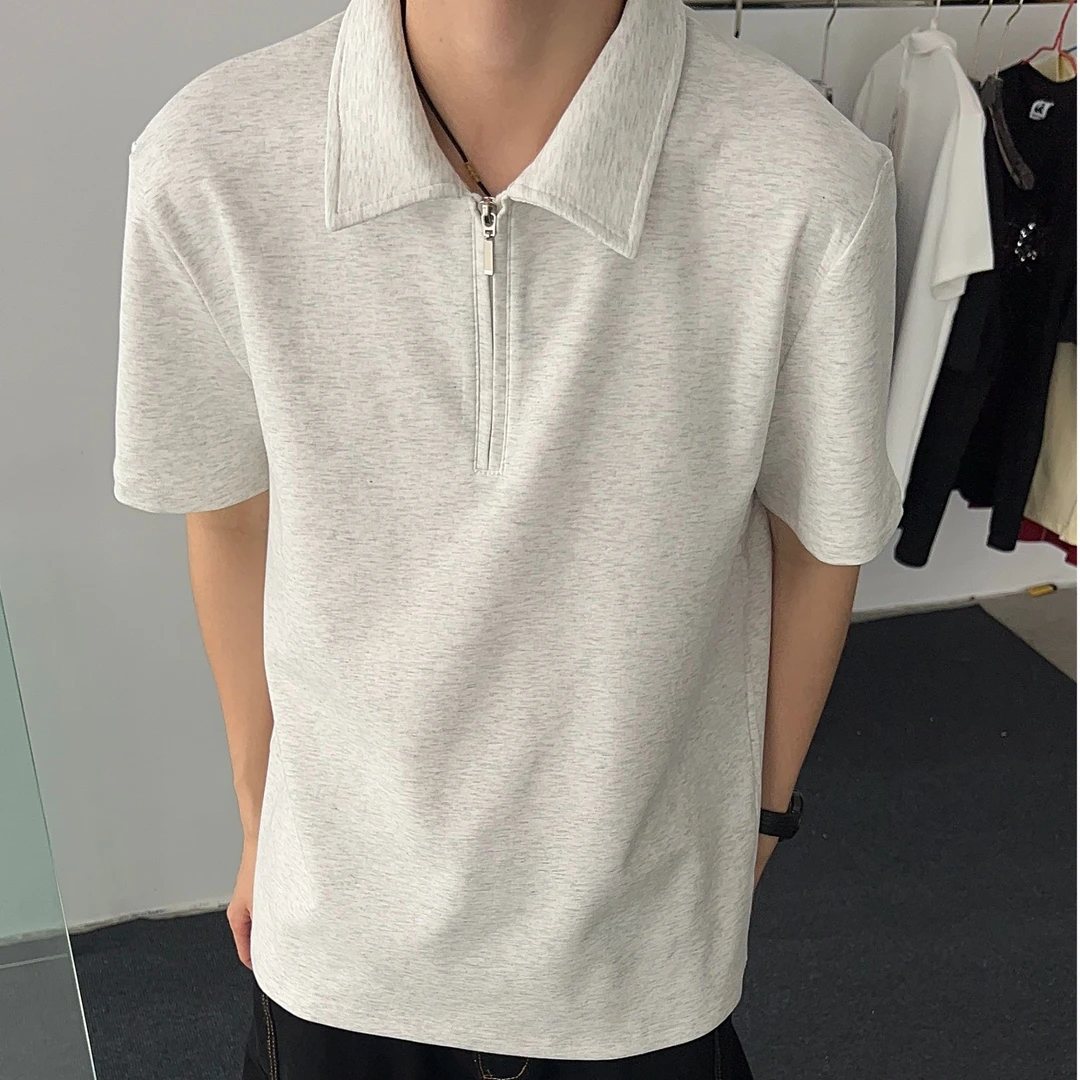 短袖男夏季新款情侣款中性风半拉链设计免熨正肩收腰速干T恤
