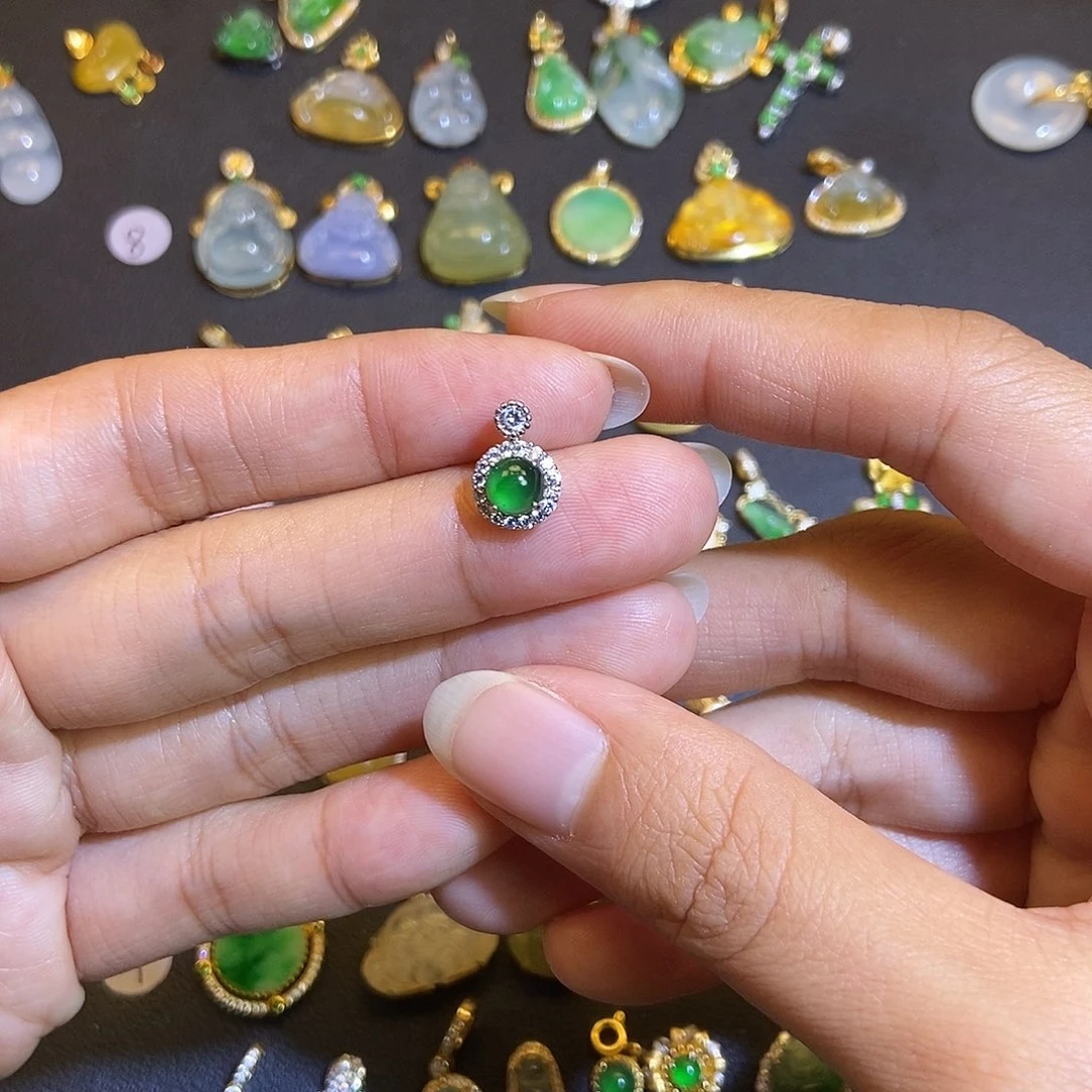 翡翠银S925镶嵌吊坠(不含链)