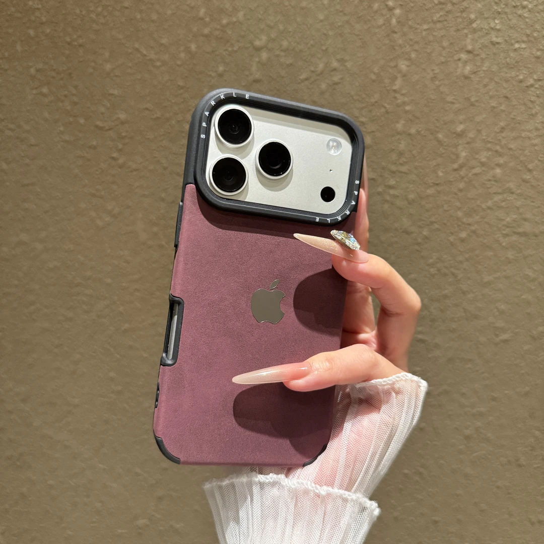 高级耐脏翻毛皮适用苹果17promax手机壳iPhone16简约15秋冬14情侣