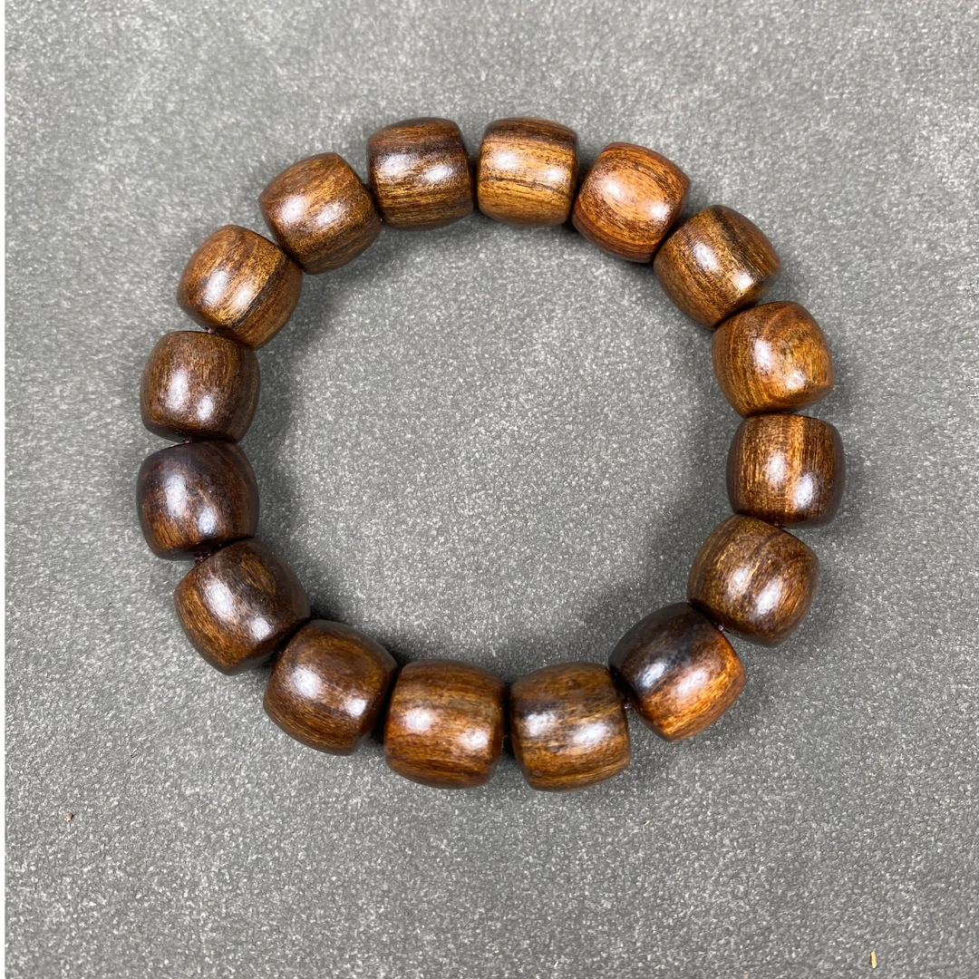 虎皮纹13*14桶珠成品手串沉木