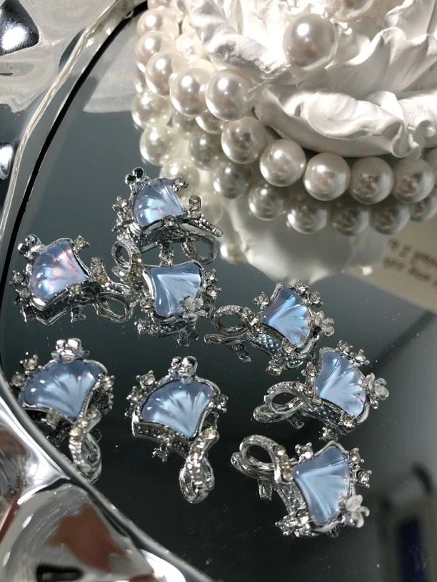 雨宝严选· DIY  P494 银蓝色扇贝单吊吊坠DIY