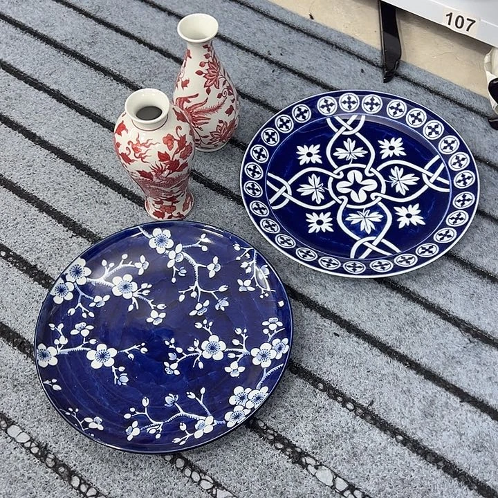 摆件奋*青花瓷手工手绘高温釉下彩家居摆件