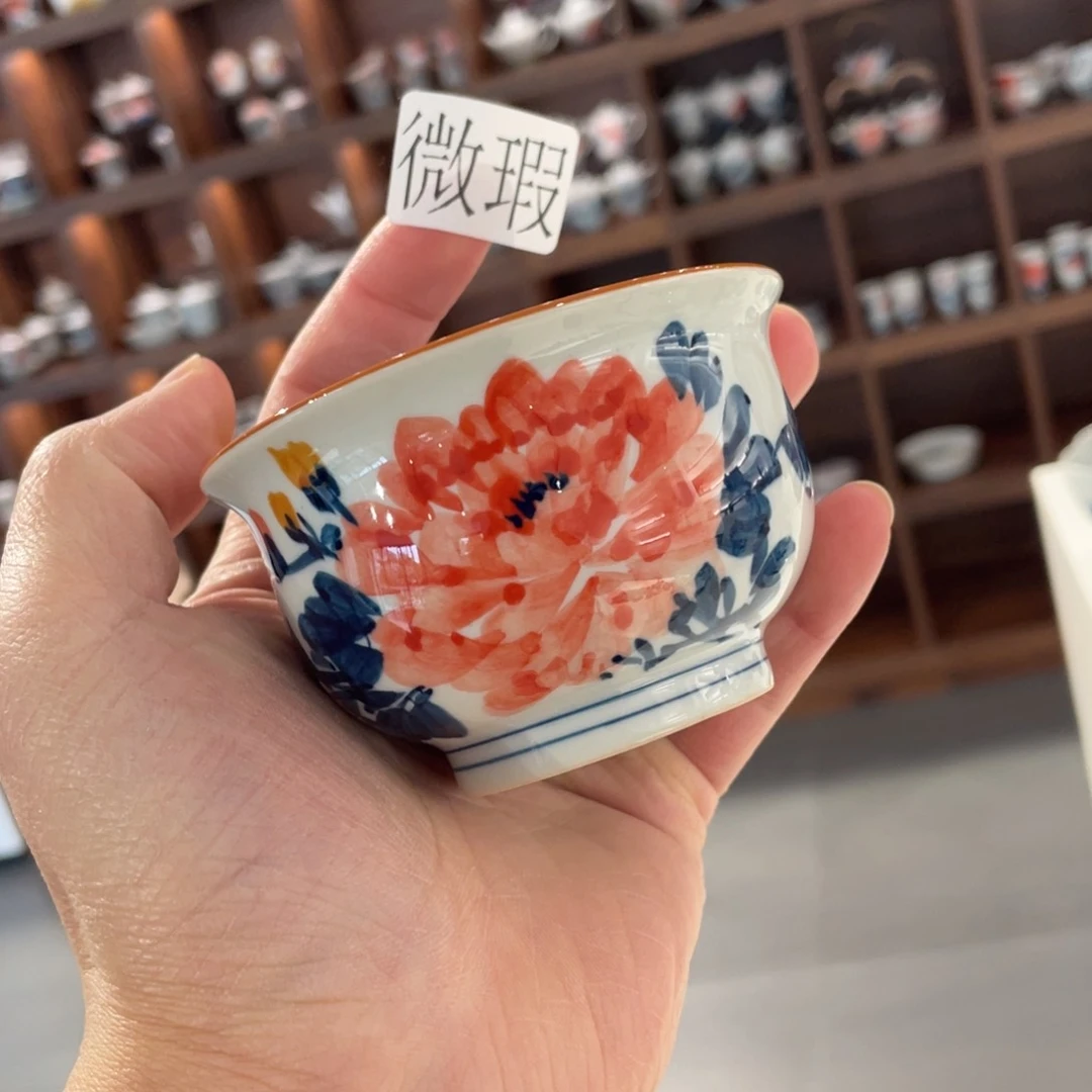 釉下手绘茶具微瑕