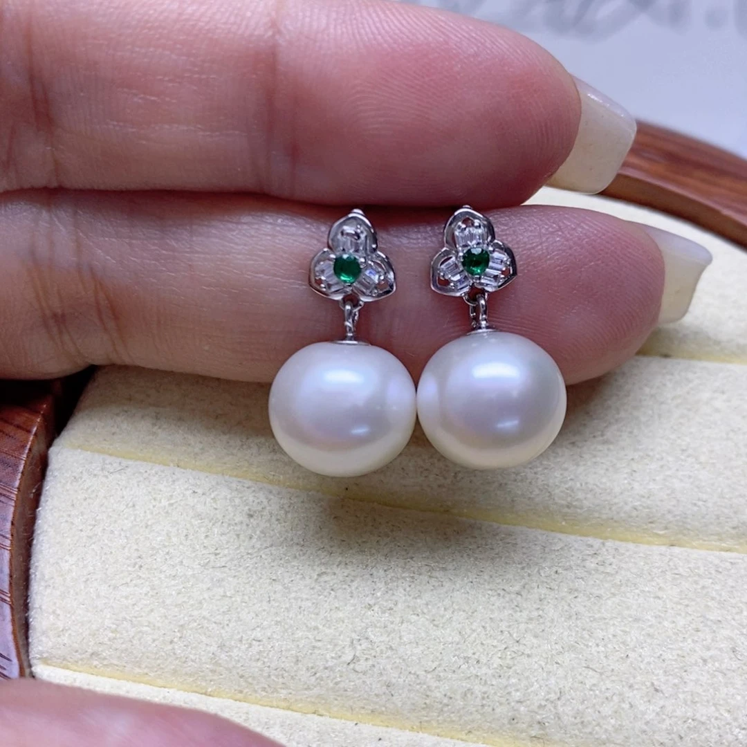 银S925镶嵌淡水珍珠耳饰