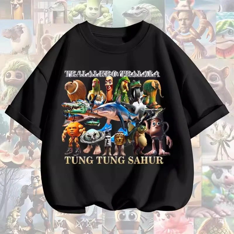 美国山海经通通哥木棍人童装潮牌周边衣服儿童短袖T恤打底衫上衣