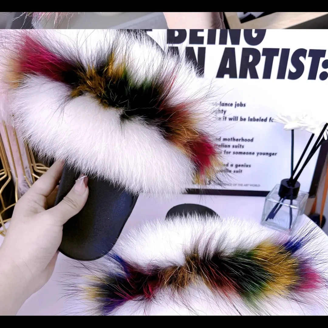 真毛狐狸毛气质时尚百搭毛毛拖鞋