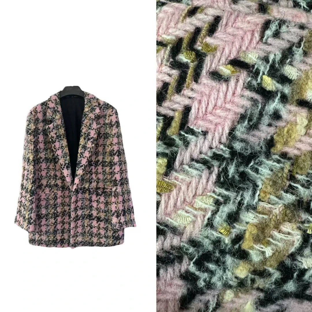 【蜜桃莫吉托】2025高级西装领感时尚气质设计师小香风西装V领外套