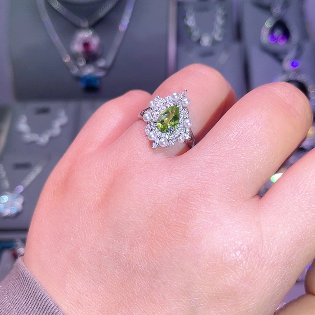 【闪购商品】橄榄石戒指银S925镶嵌