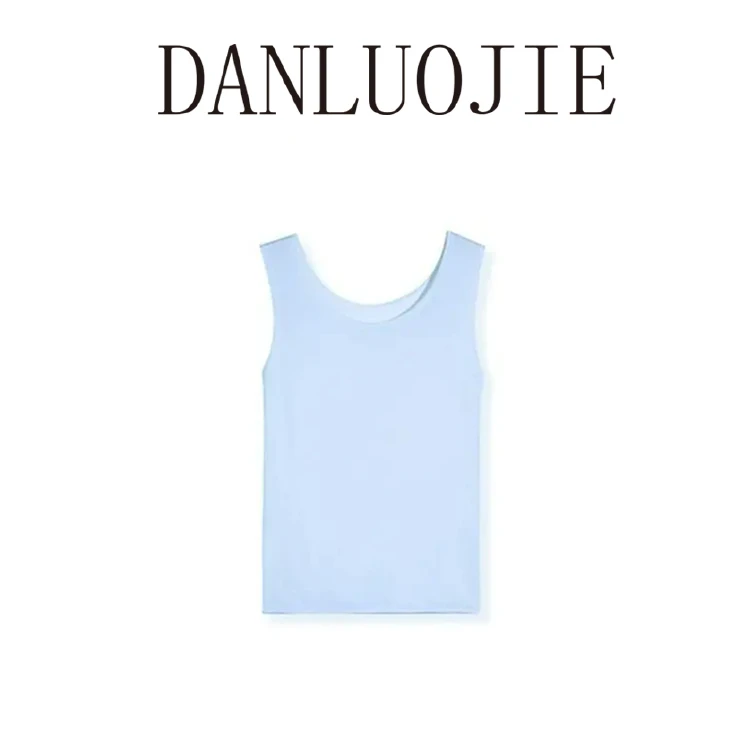 丹珞婕  夏日马卡龙 时尚 多色弹力罗纹百搭桑蚕丝纯色棉背心打底