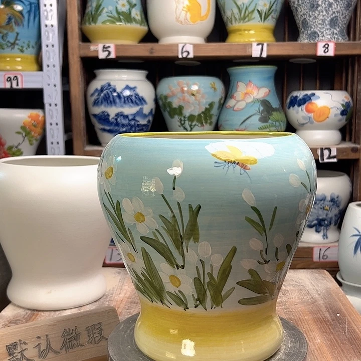 陶鱼尾油画水仙花陶瓷