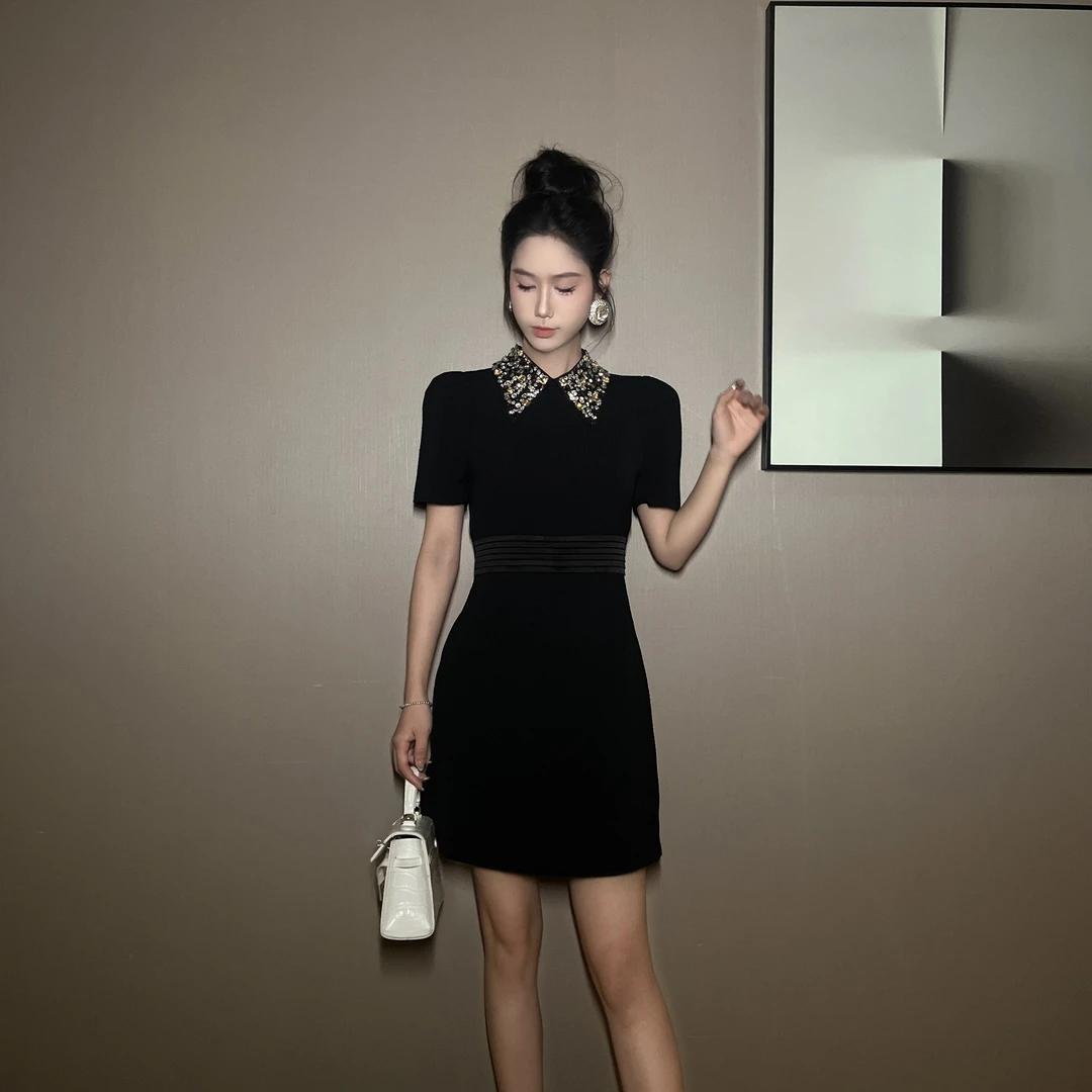 【时时原创】法式复古赫本风名媛时尚收腰气质显瘦轻奢连衣裙65333