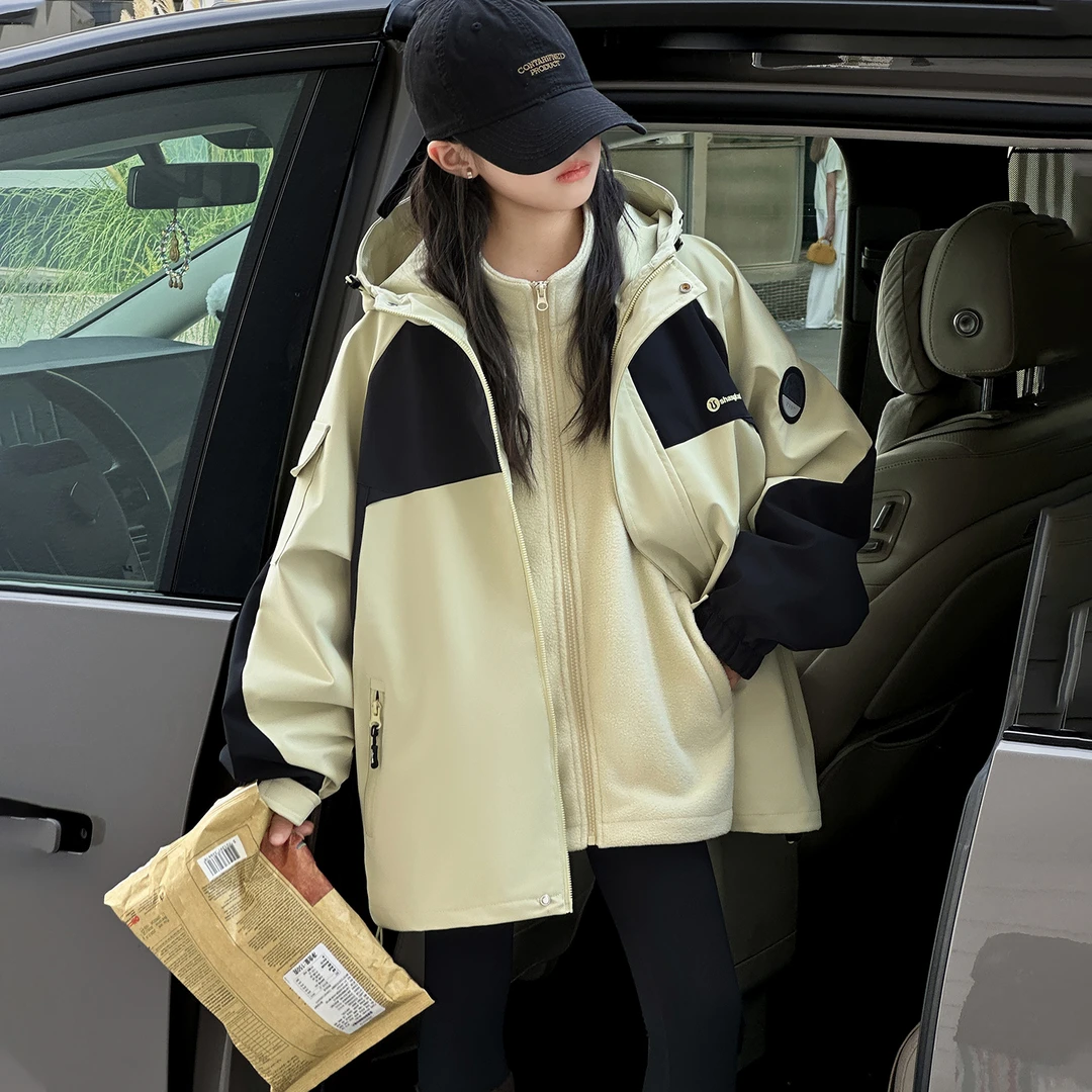 女童外套8-16岁洋气上衣休闲宽松三合一冲锋衣两件套潮酷童装0825