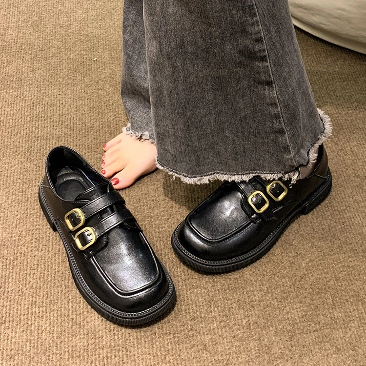 厚底休闲乐福鞋女2025新款春秋女鞋复古英伦风小皮鞋jk黑色单鞋女