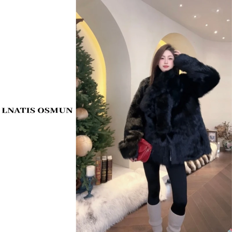 LNATIS OSMUN  | 贵千金 托卡羊皮毛一体双面穿+围巾两件套 52380