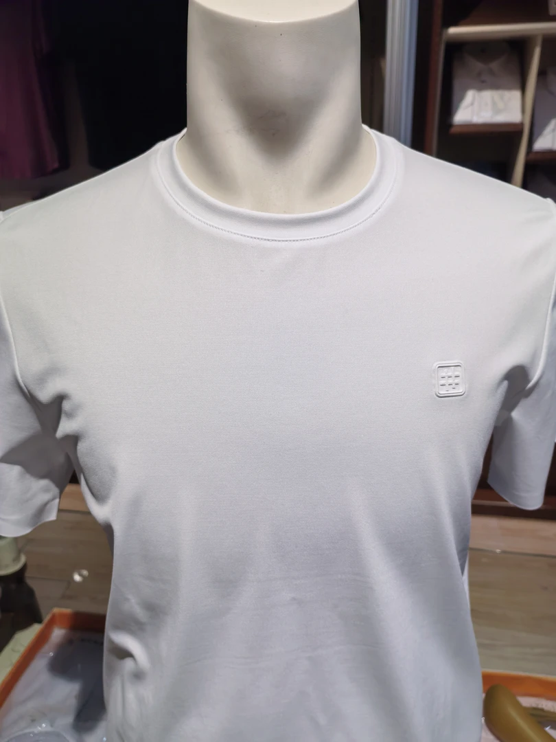 几何夏季短袖修身型圆领男士T恤灰色半袖针织长袖速干上衣