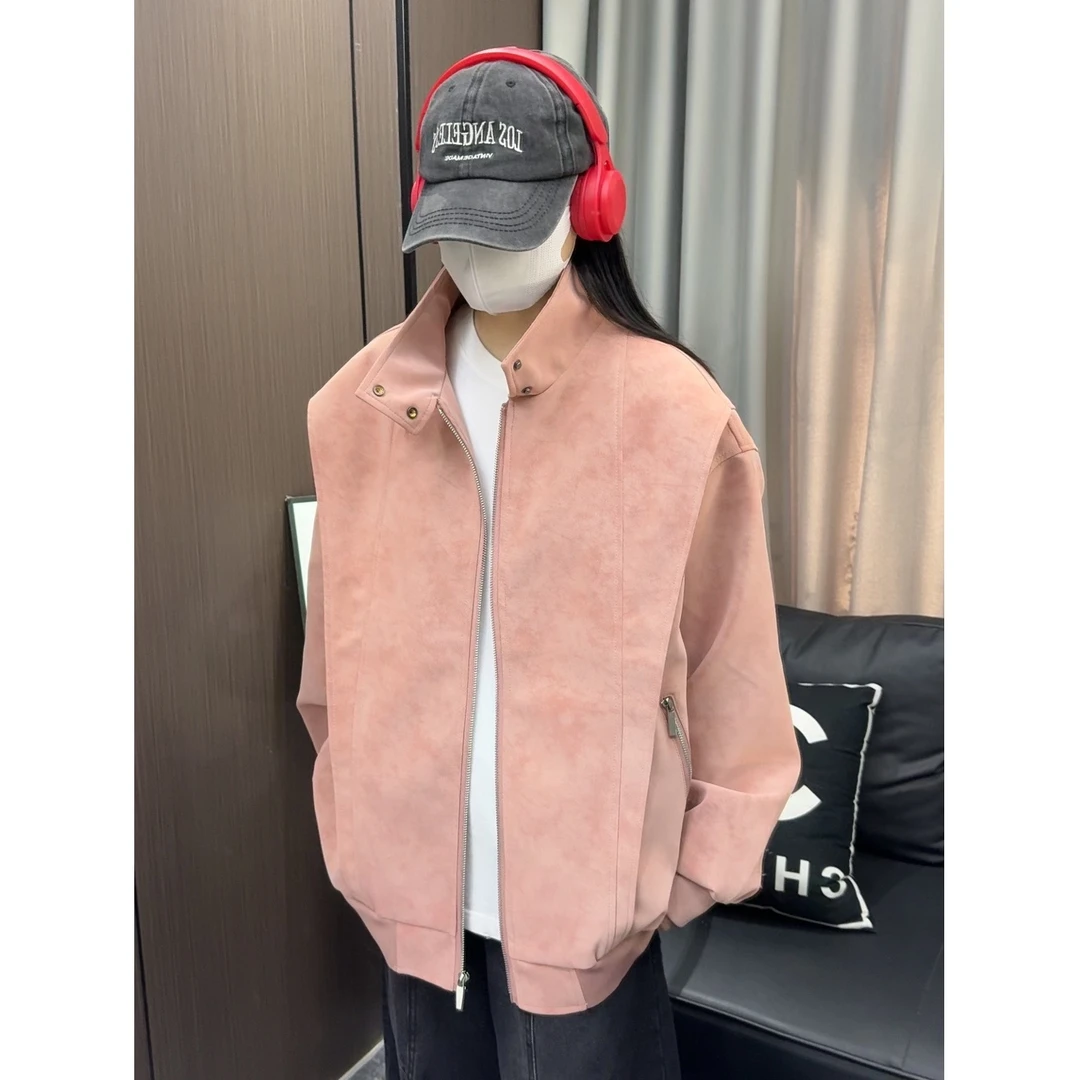 水洗防风中性风秋季美式复古皮夹克外套男女春秋宽松上衣网红皮衣