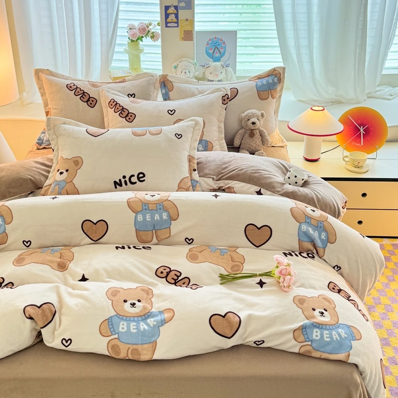 2024新款牛奶绒卡通印花单被套