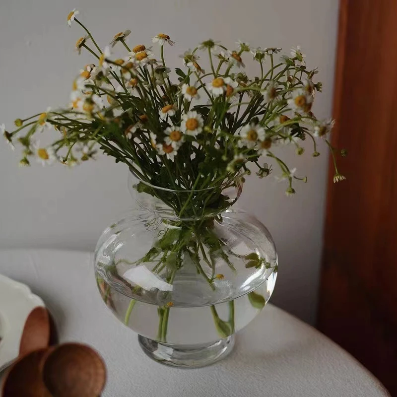 一件代发欧式简约透明玻璃花瓶摆件客厅插花家居水培鲜花干花装饰