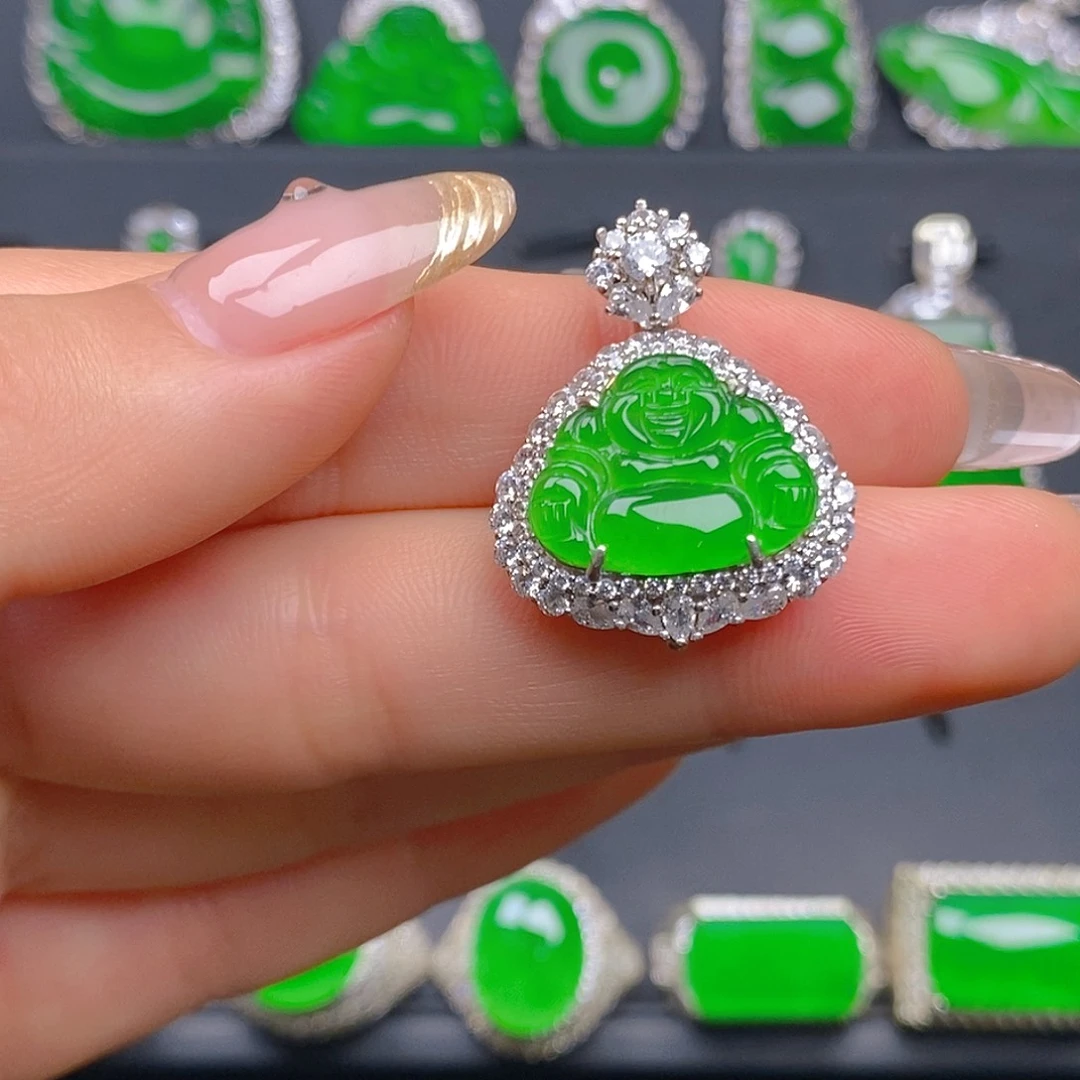 颈饰银S925镶嵌翡翠