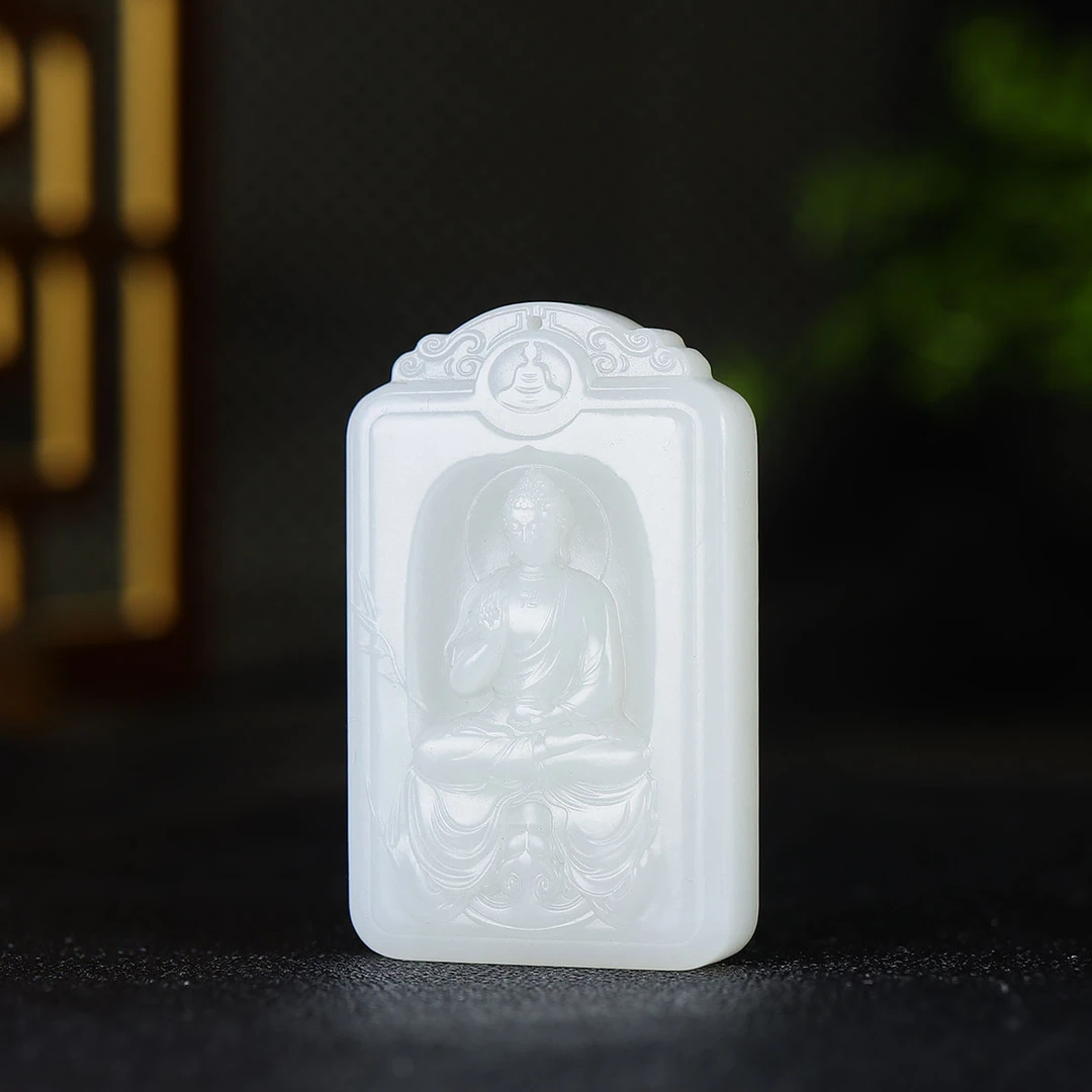 121736和田玉白玉阿弥陀佛玉牌