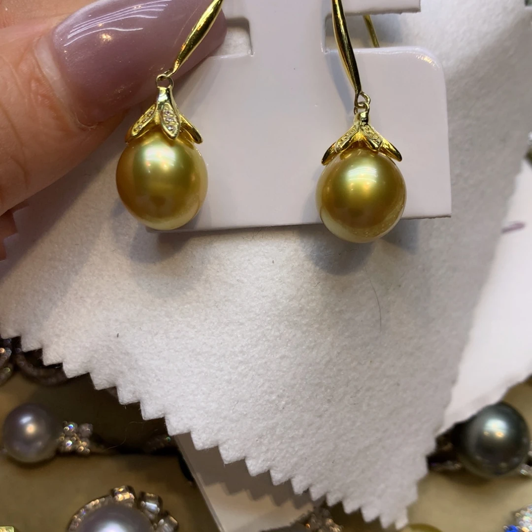 银S925镶嵌耳饰海水珍珠