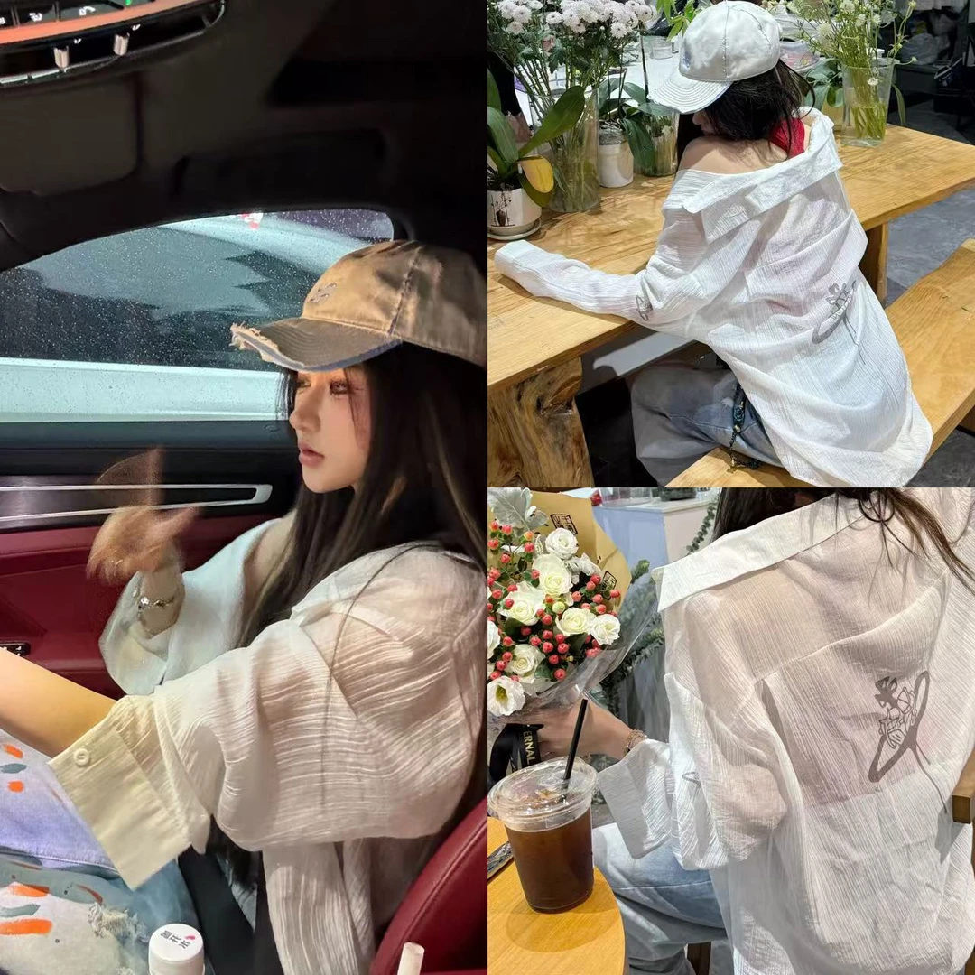 细闪防晒衬衫宽松上衣夏季外套罩衫开衫