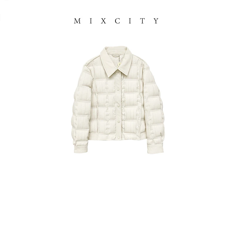【MIXCITY亚楠家】分格羽绒服◆拼接翻领羽绒服保暖外套8700