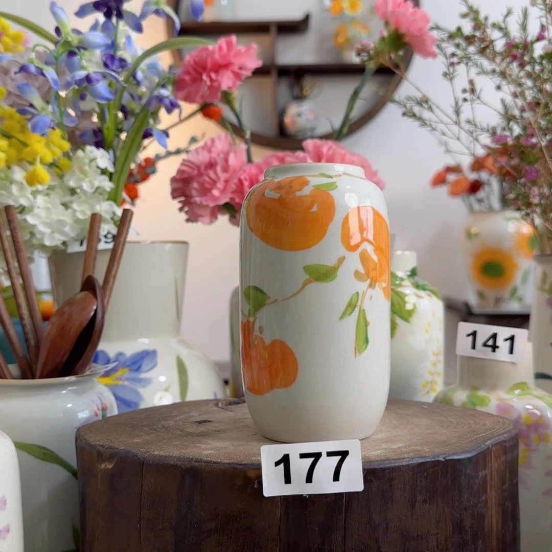 摆件景德镇陶瓷手绘小花瓶摆件无孔