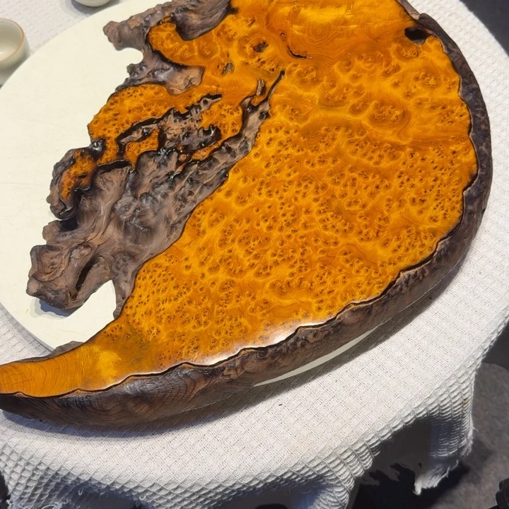 钢***缘柏木大漆工艺干泡茶盘