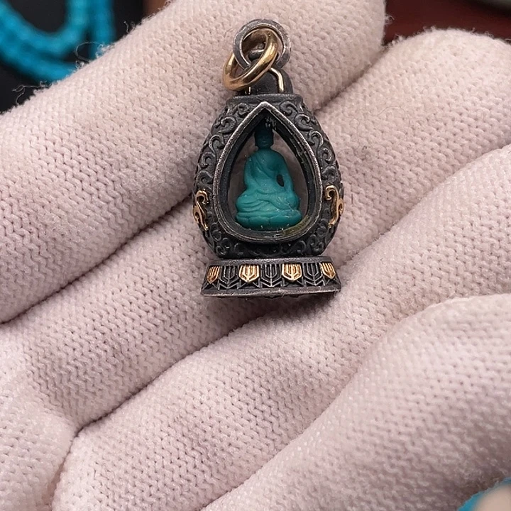 绿松石18K金镶嵌珠宝奇石