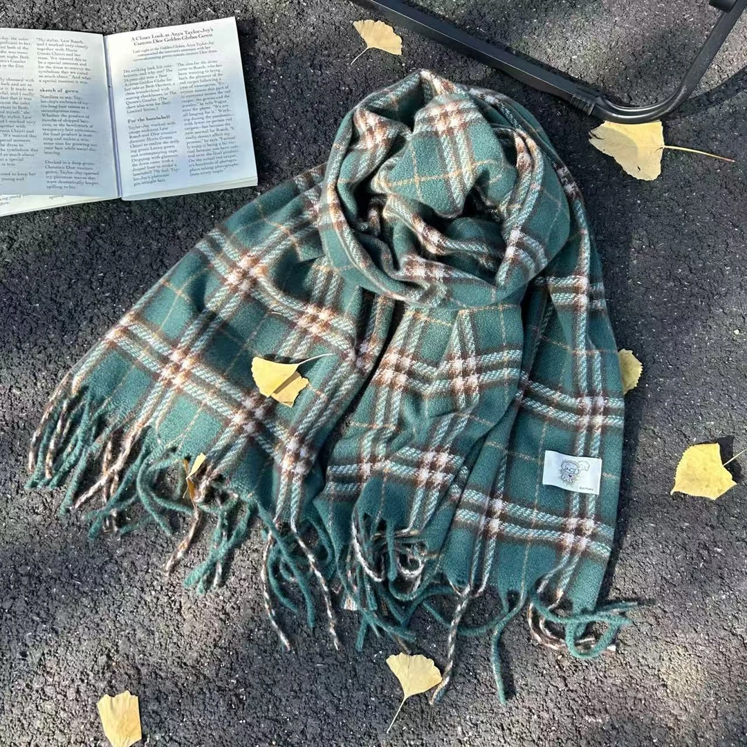 Honey Puppy时尚百搭休闲格纹围巾学院风森系围脖情侣男女新款