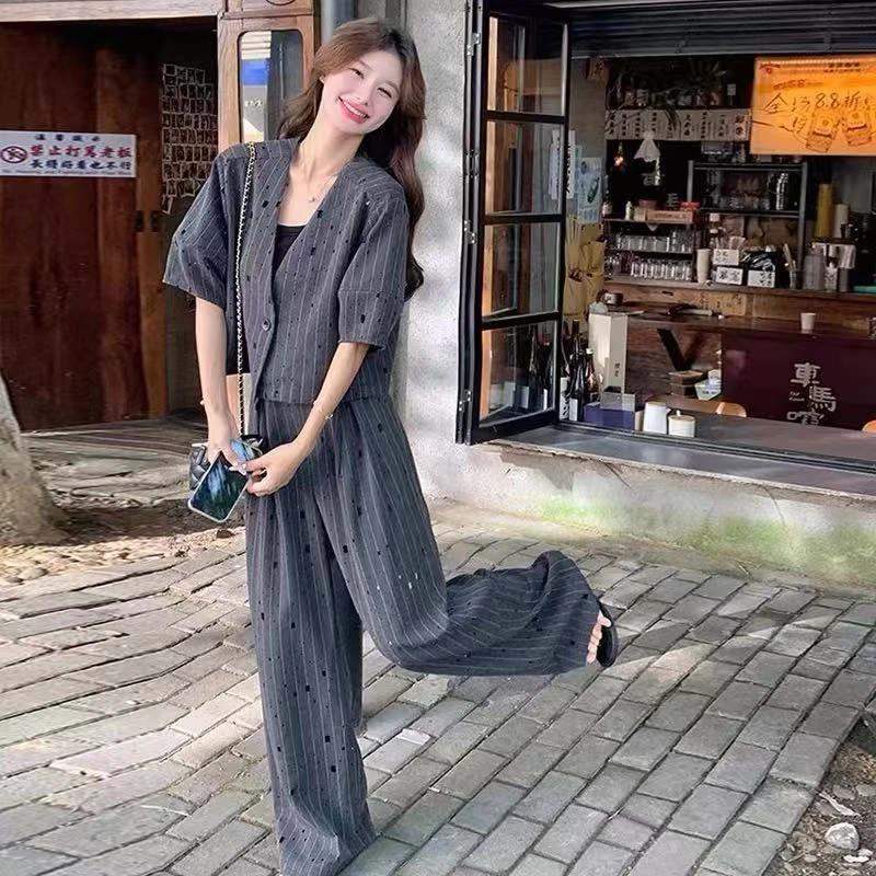 【高奢•墨雪】NN169-新款时尚两件套显瘦气质休闲高腰