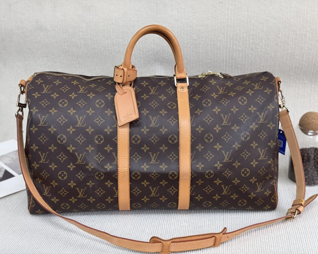 95新 LouisVuitton/路易威登 老花keepall55肩带款