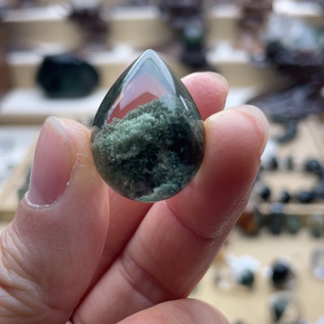 颈饰未镶嵌水晶绿幽灵聚宝盆水滴